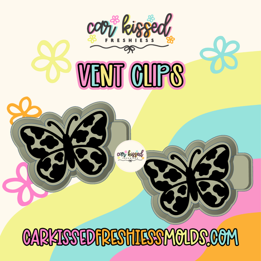 Cow Print Butterfly Vent Clips Set Of Two