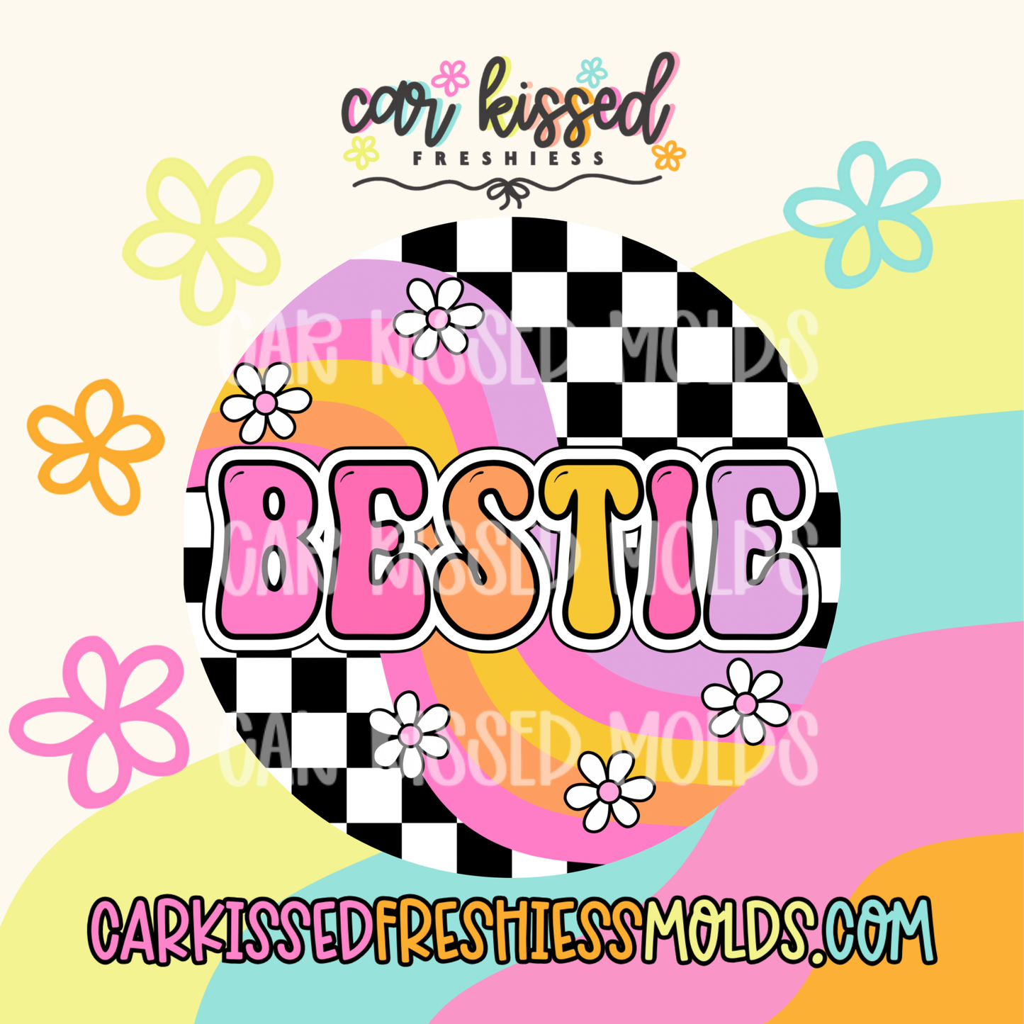 Pink Checkered Bestie Cardstock
