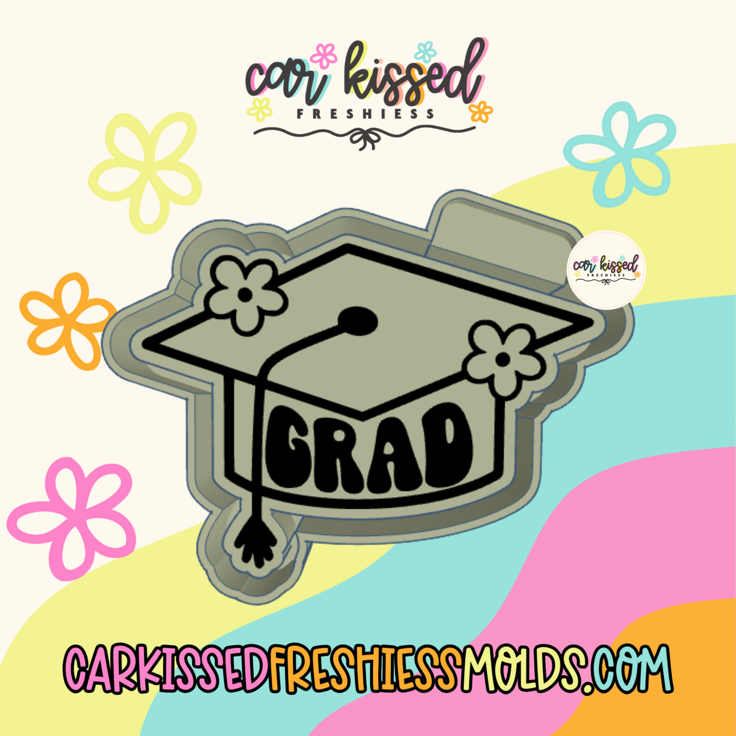Floral Grad Cap Silicone Mold