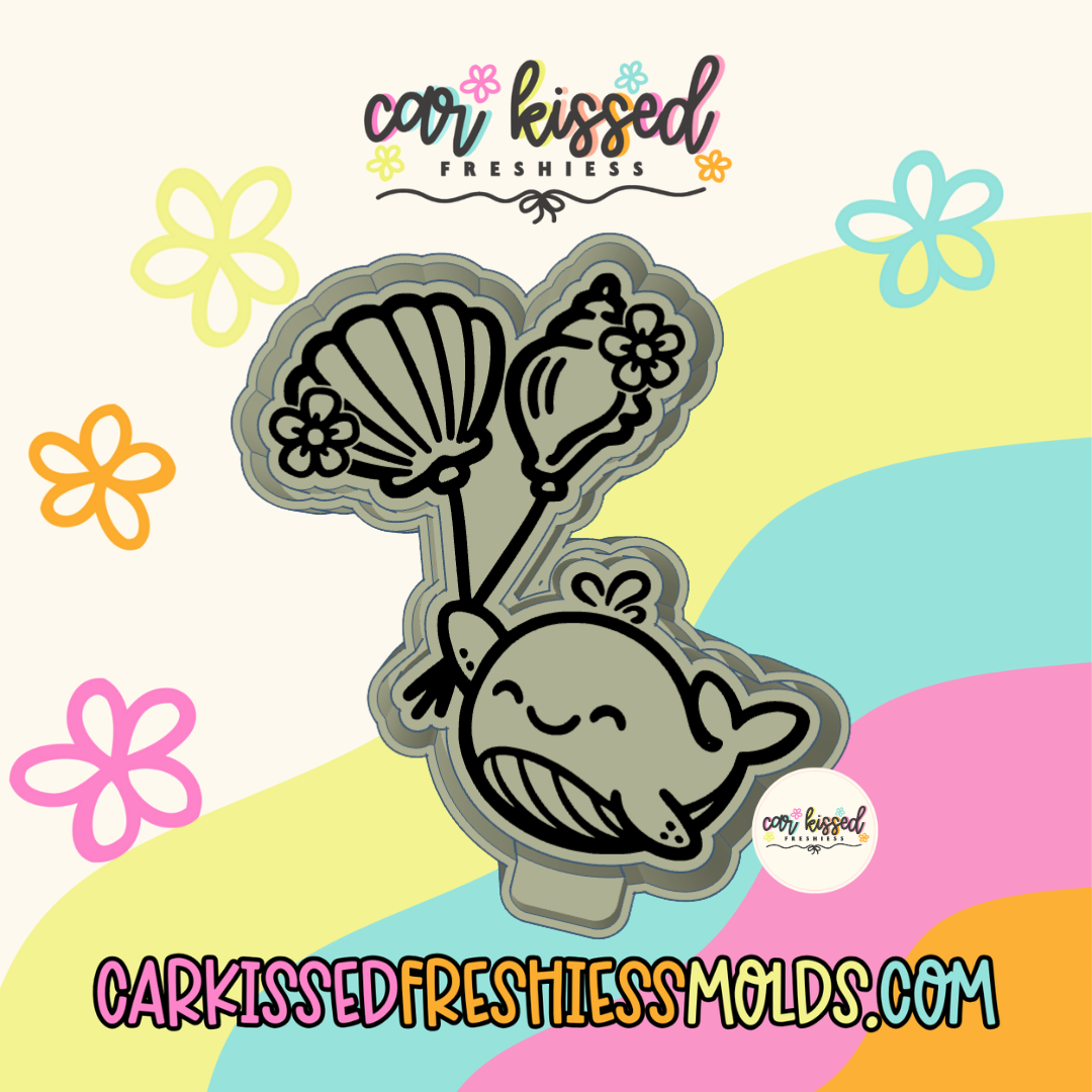 Dolphin w Seashell Balloons Silicone Mold