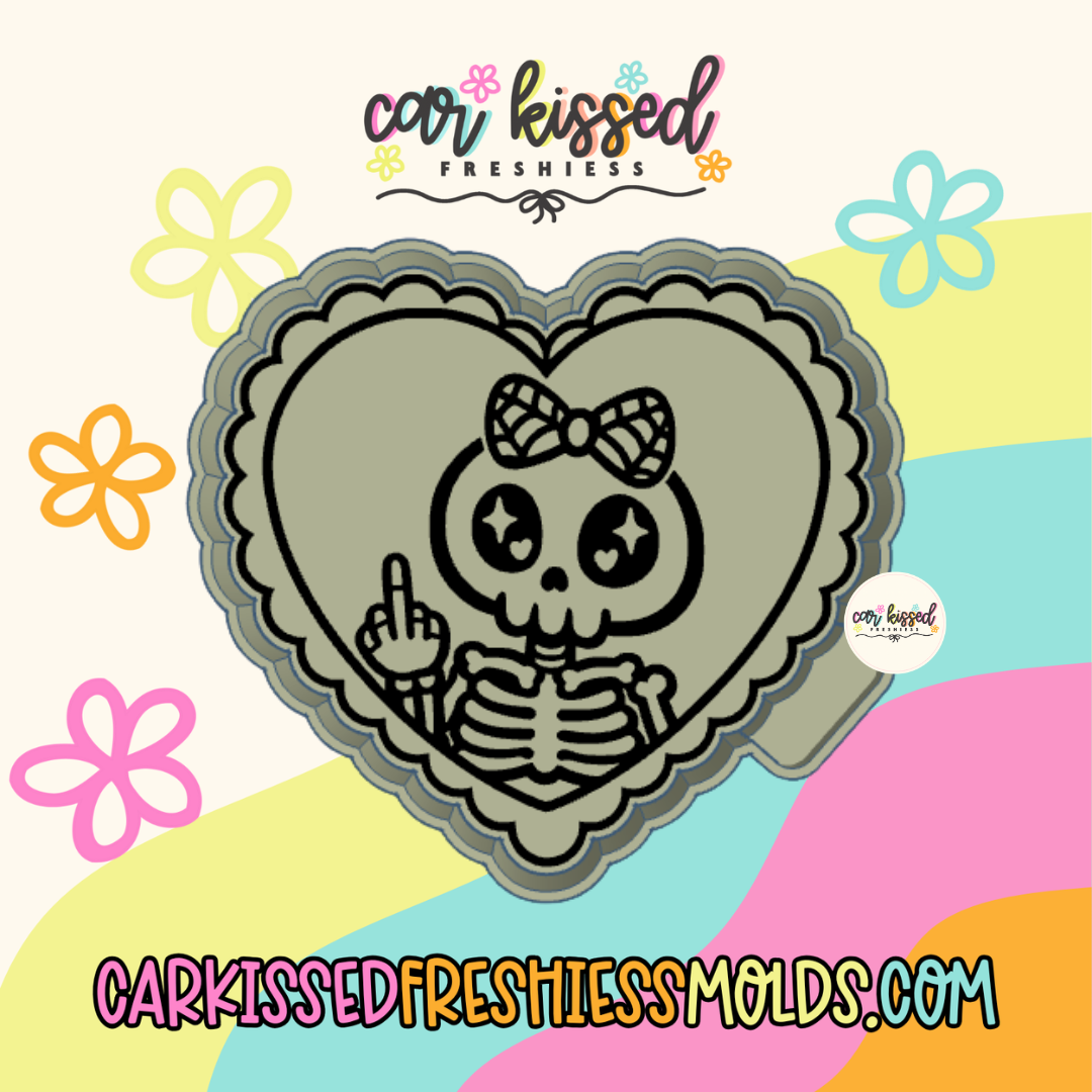 Middle Finger Skelly Heart Silicone Mold