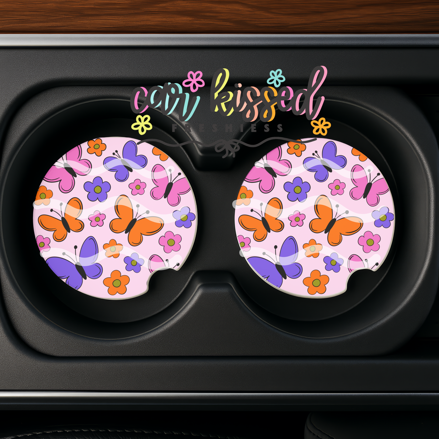Colorful Butterfly Car Coaster Set