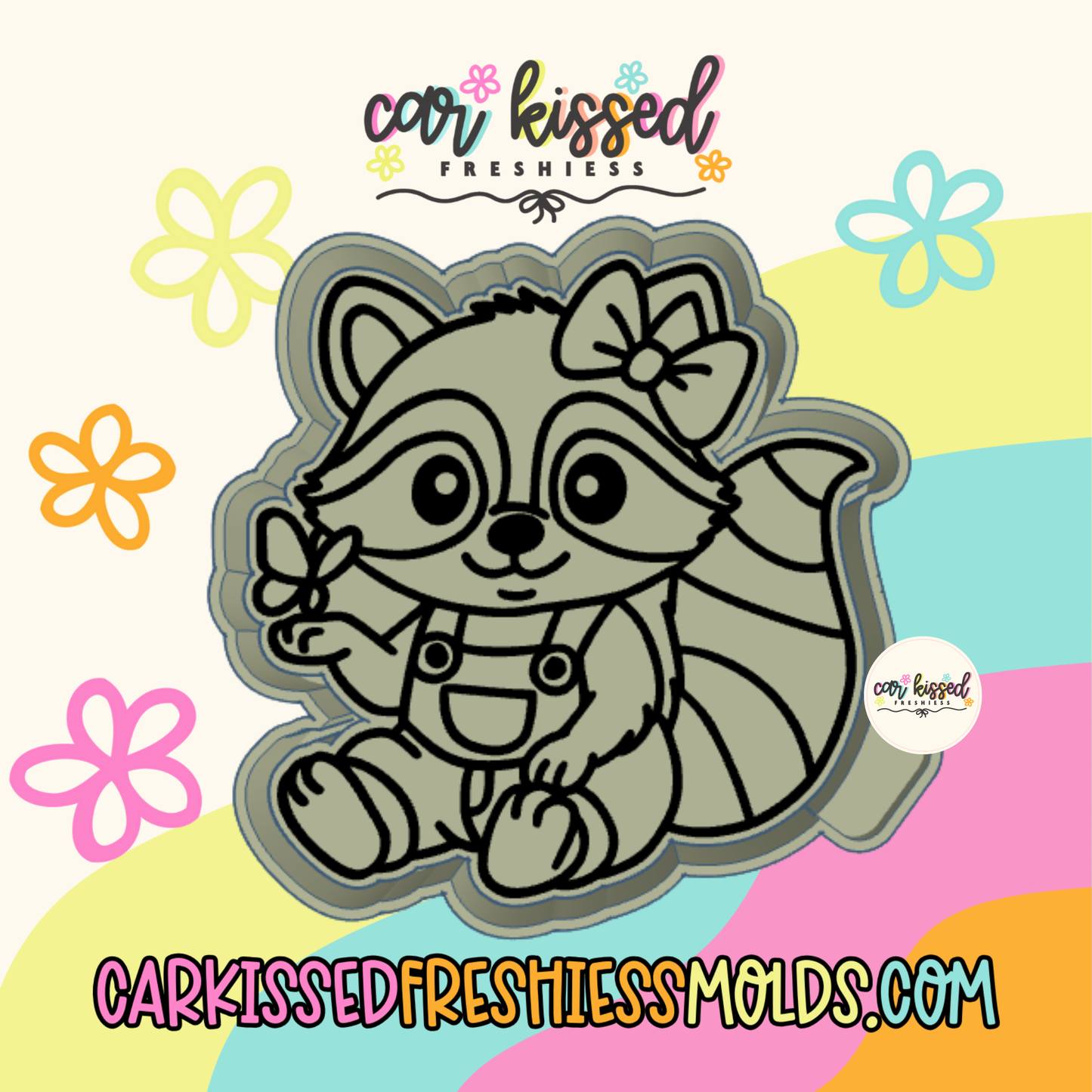 Raccoon w Butterfly Silicone Mold