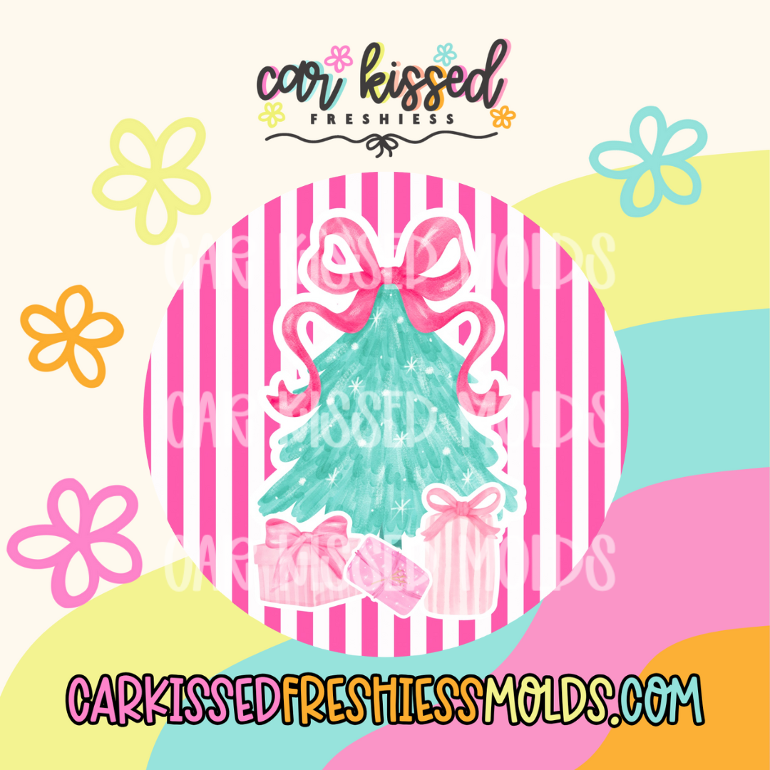 Pink Stripes Tree Cardstock