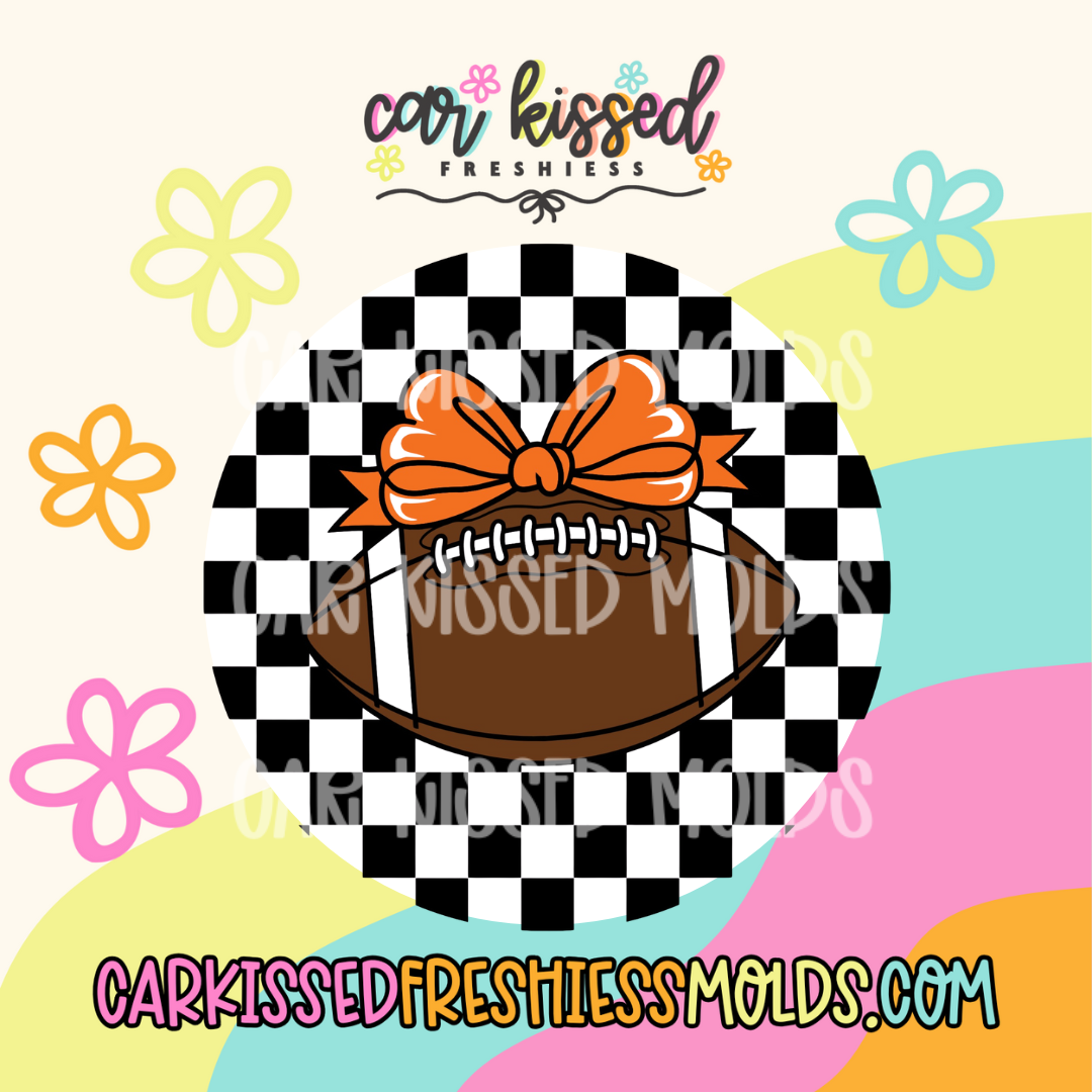 Football w Orange Bow Cardstock