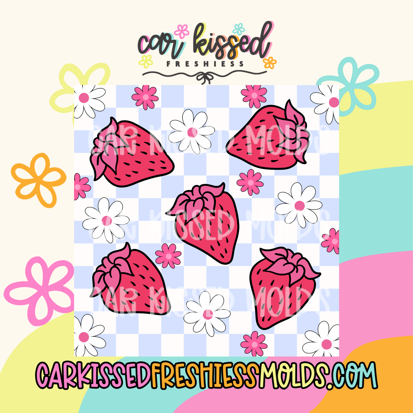 Cute Strawberries Square Cardstock