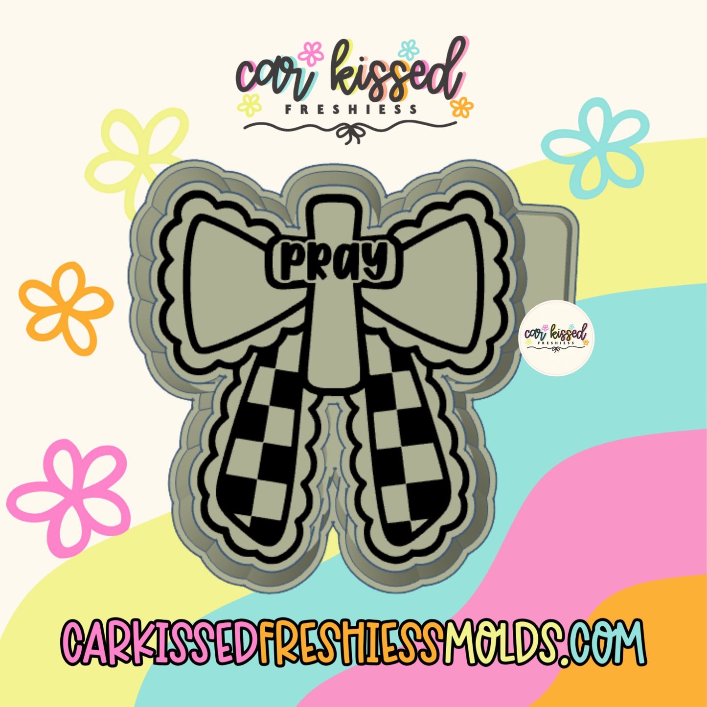 Pray Checkered Bow Silicone Mold