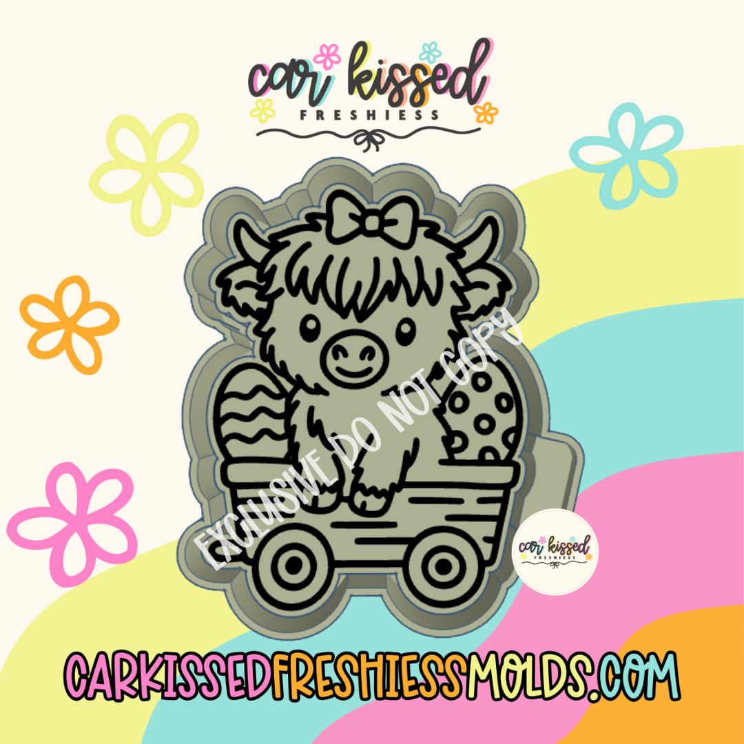 Easter Highland Cow In Wagon EXCLUSIVE Silicone Mold