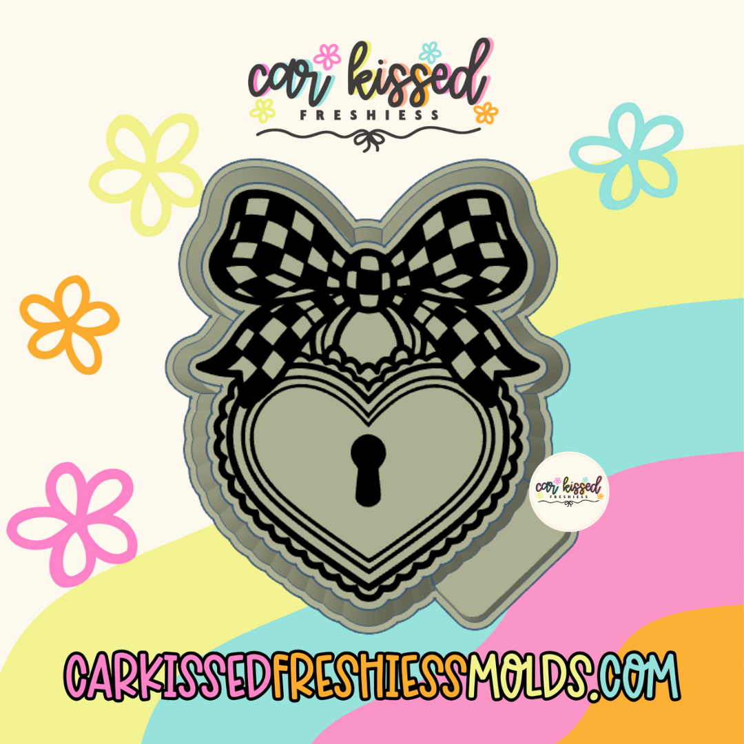 Checkered Heart Locket Silicone Mold