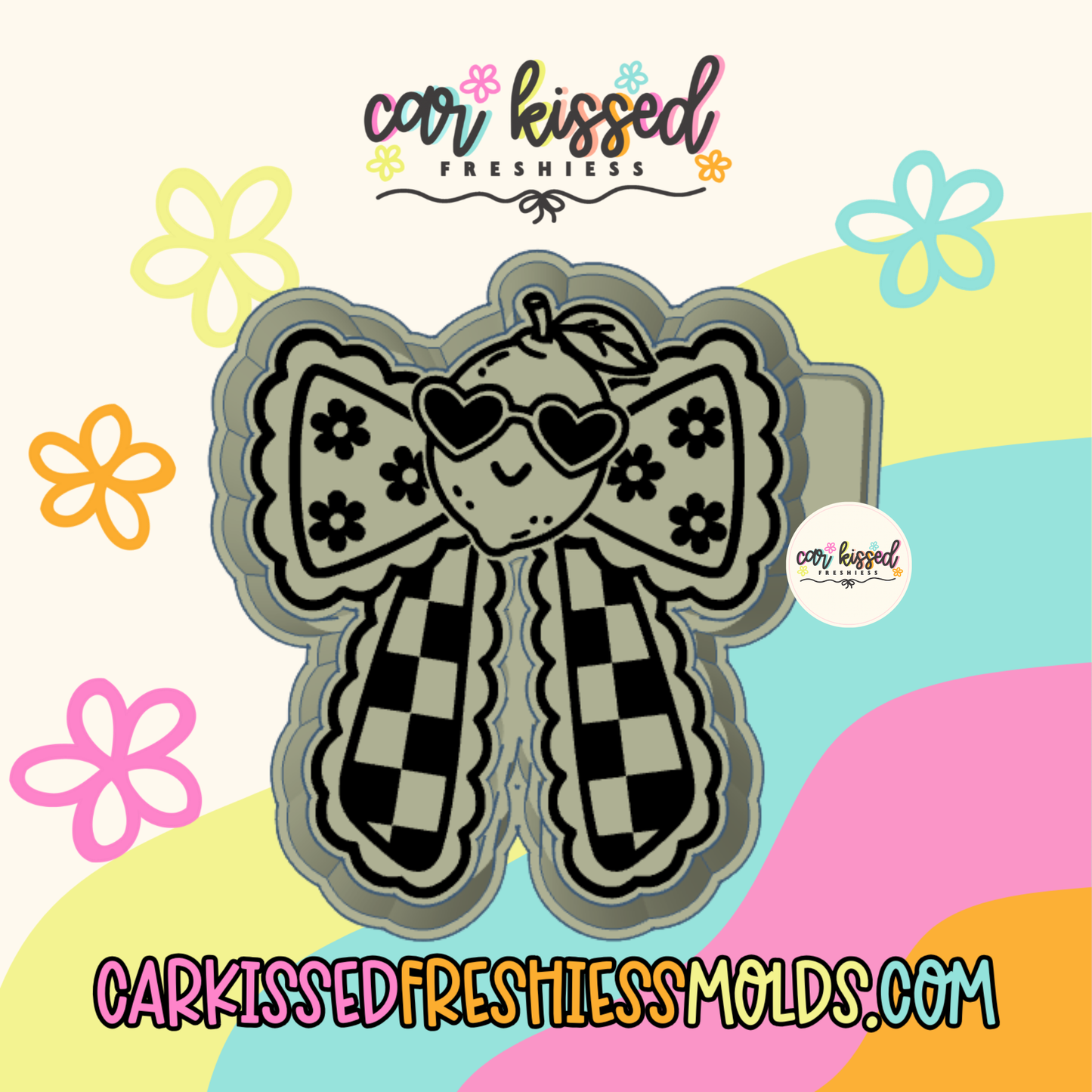 Lemon Checkered Bow Silicone Mold