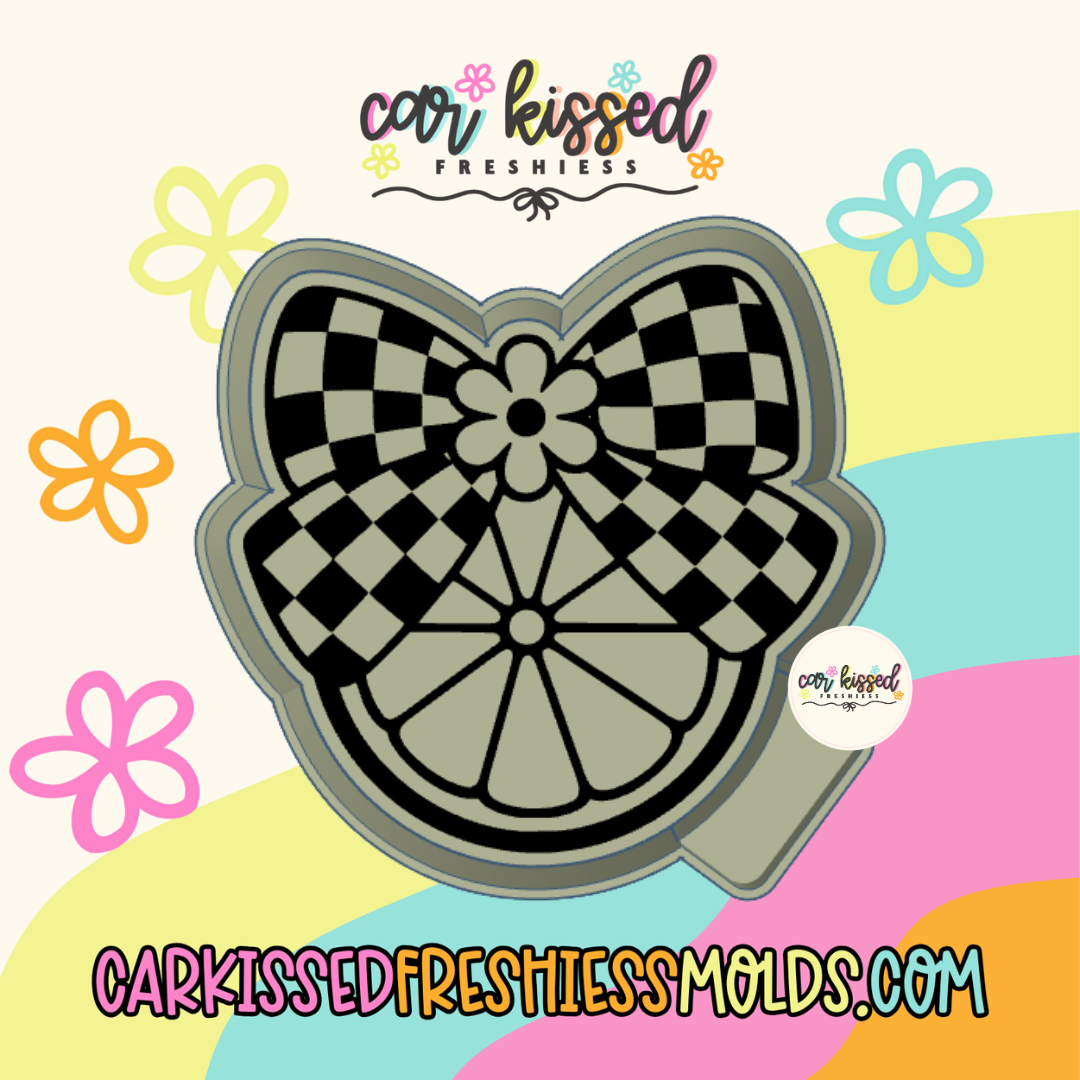 Lemon w Checkered Bow Silicone Mold
