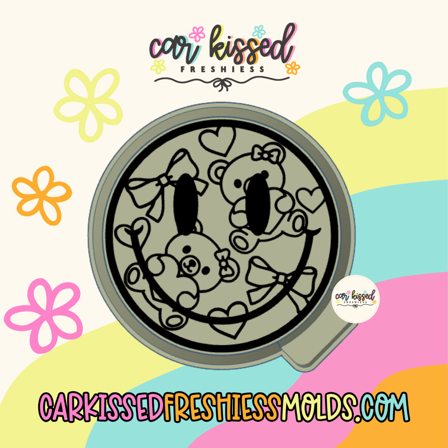 Bear + Hearts Smiley Silicone Mold