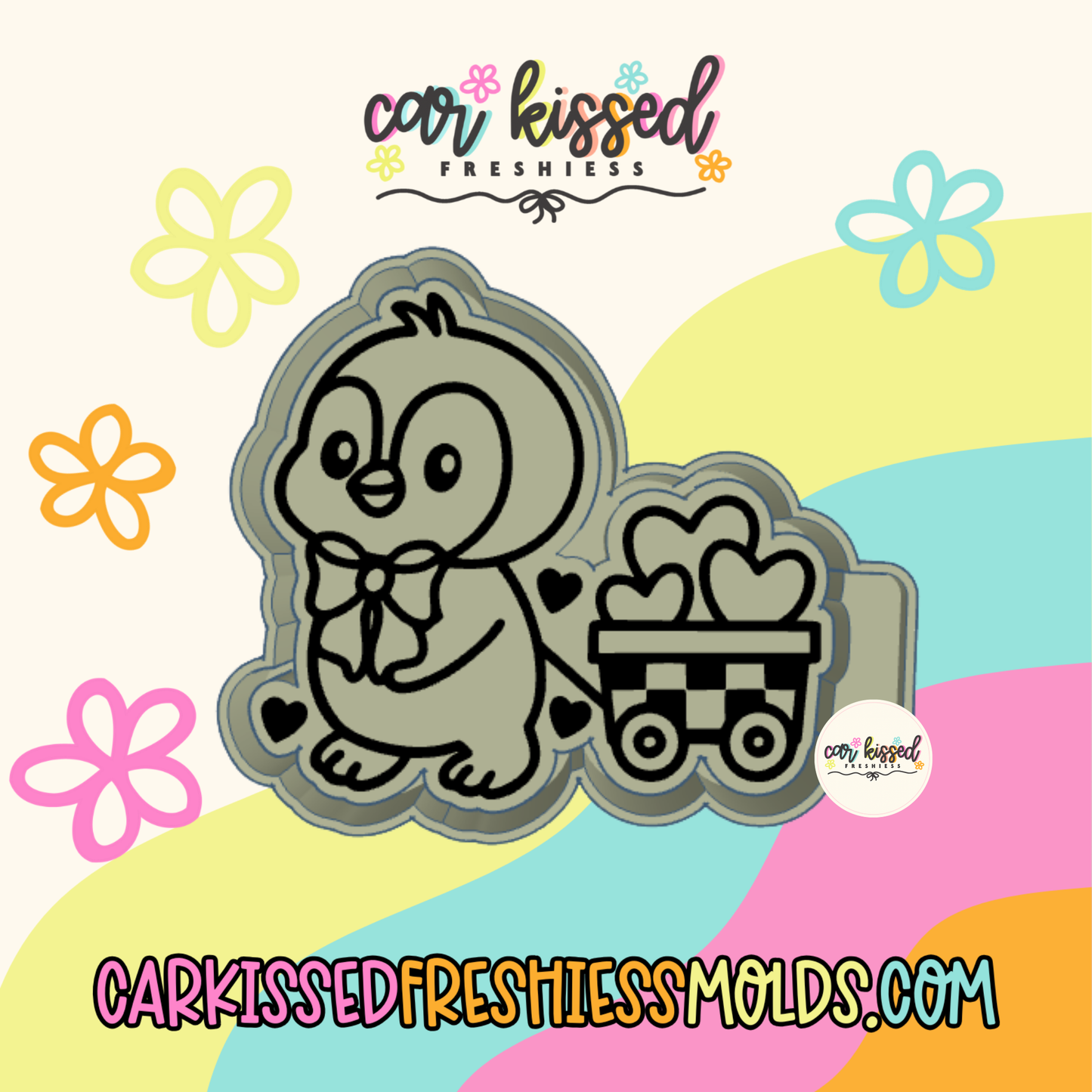 Penguin w Hearts Silicone Mold