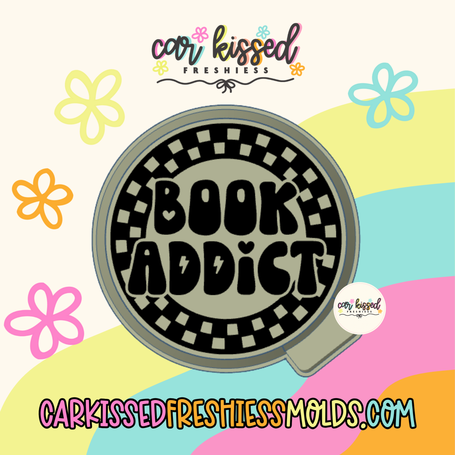 Book Addict Checkered Round Silicone Mold