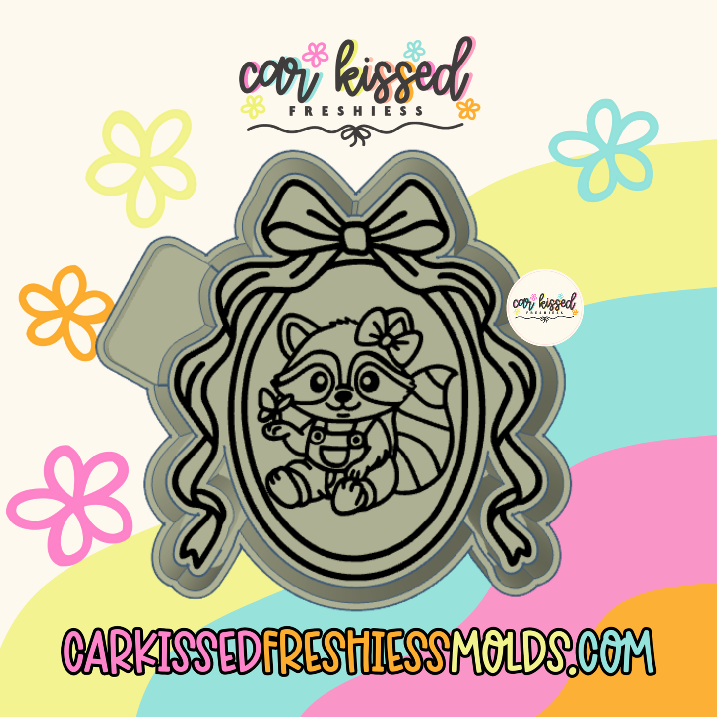Raccoon w Butterfly Frame Silicone Mold