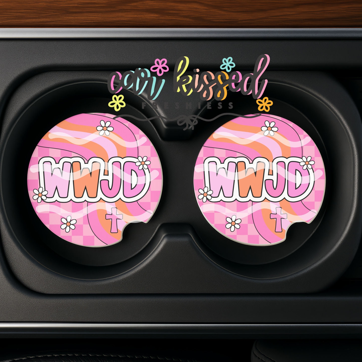 WWJD Car Coaster Set