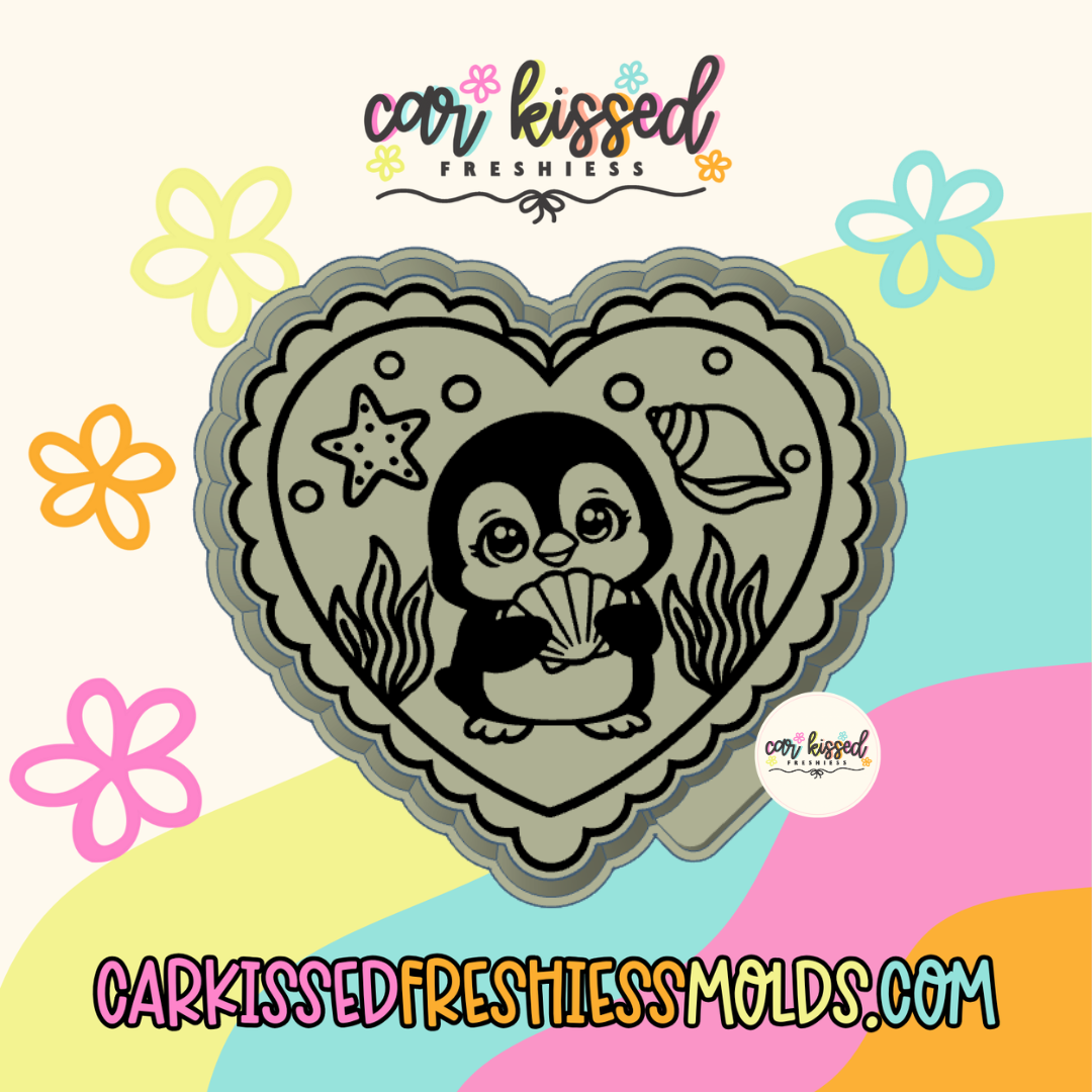 Penguin Summer Heart Silicone Mold