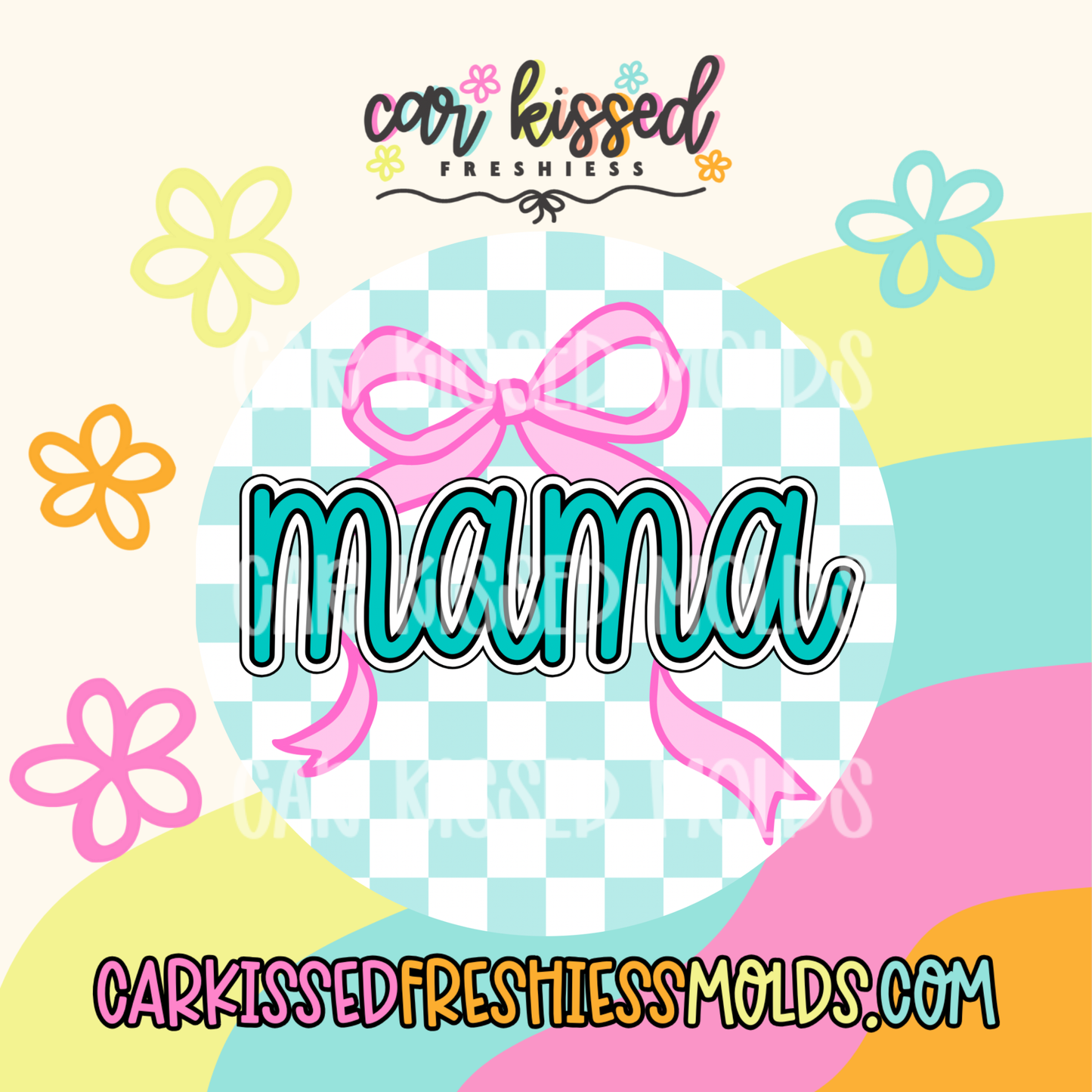 Blue Checkered Mama ROUND Cardstock