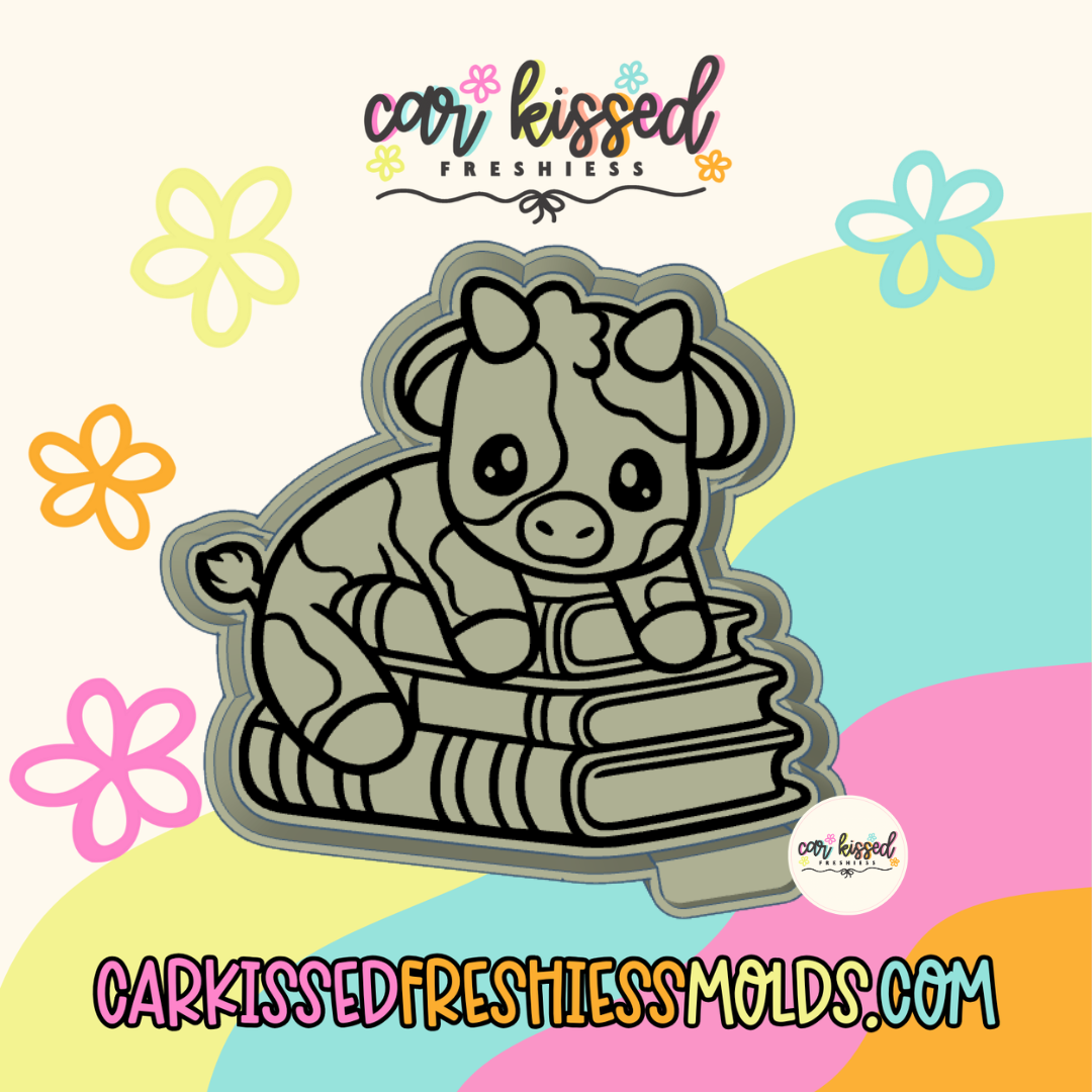 Cow on Book Stack Silicone Mold