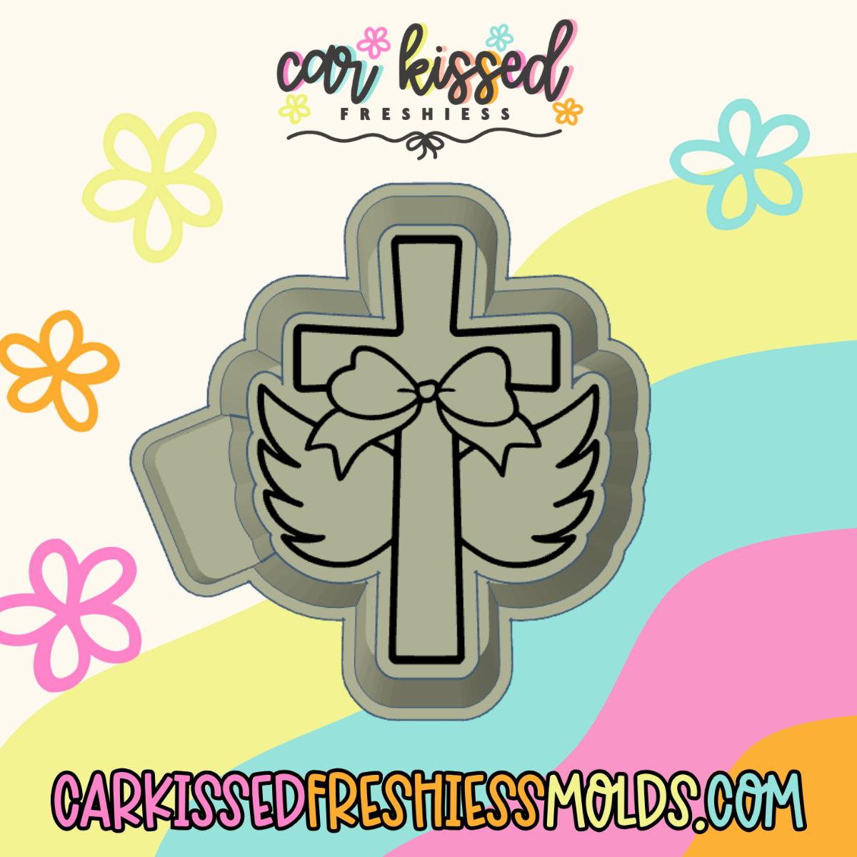 Cross With Angel Wings Silicone Mold