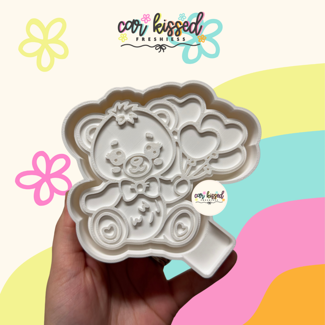 Bear w Heart Balloons Silicone Mold