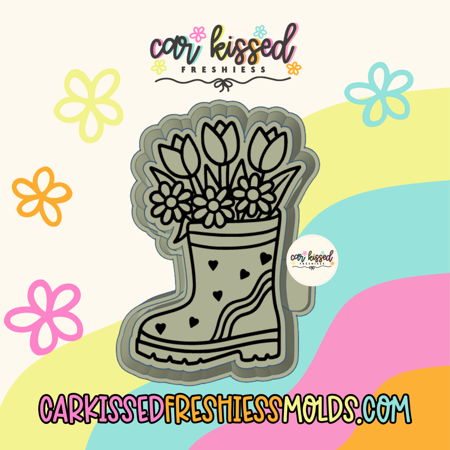Floral Rain Boot Silicone Mold