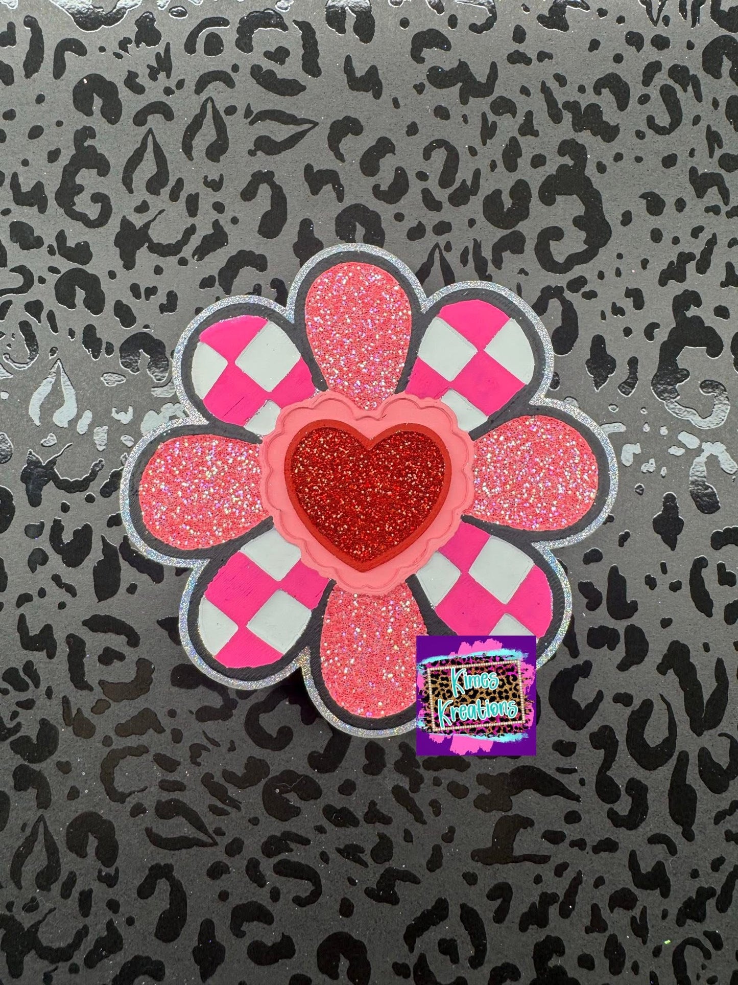 Heart Checkered Flower Silicone Mold