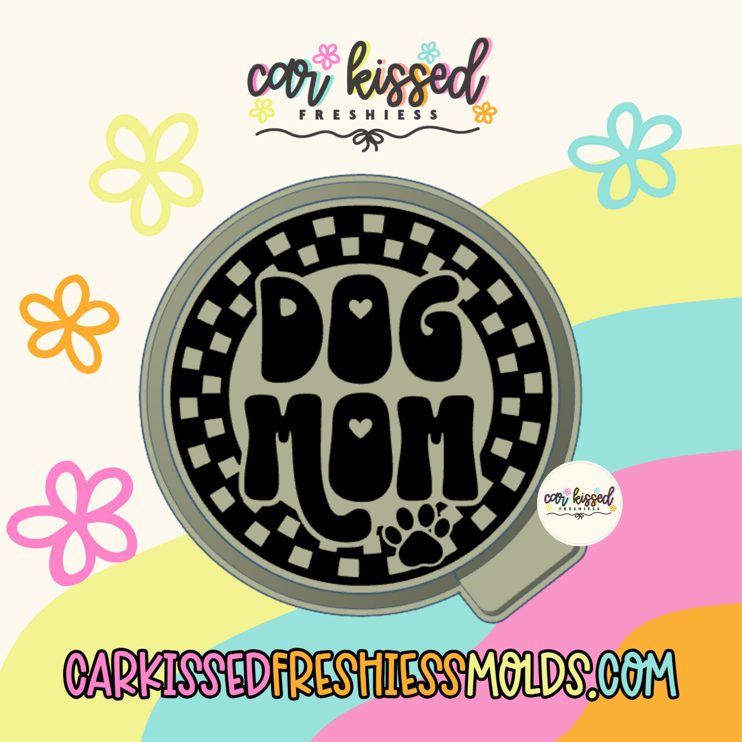 Dog Mom Checkered Round Silicone Mold