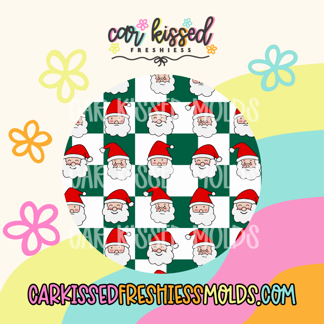 Green Checkered Santa Cardstock