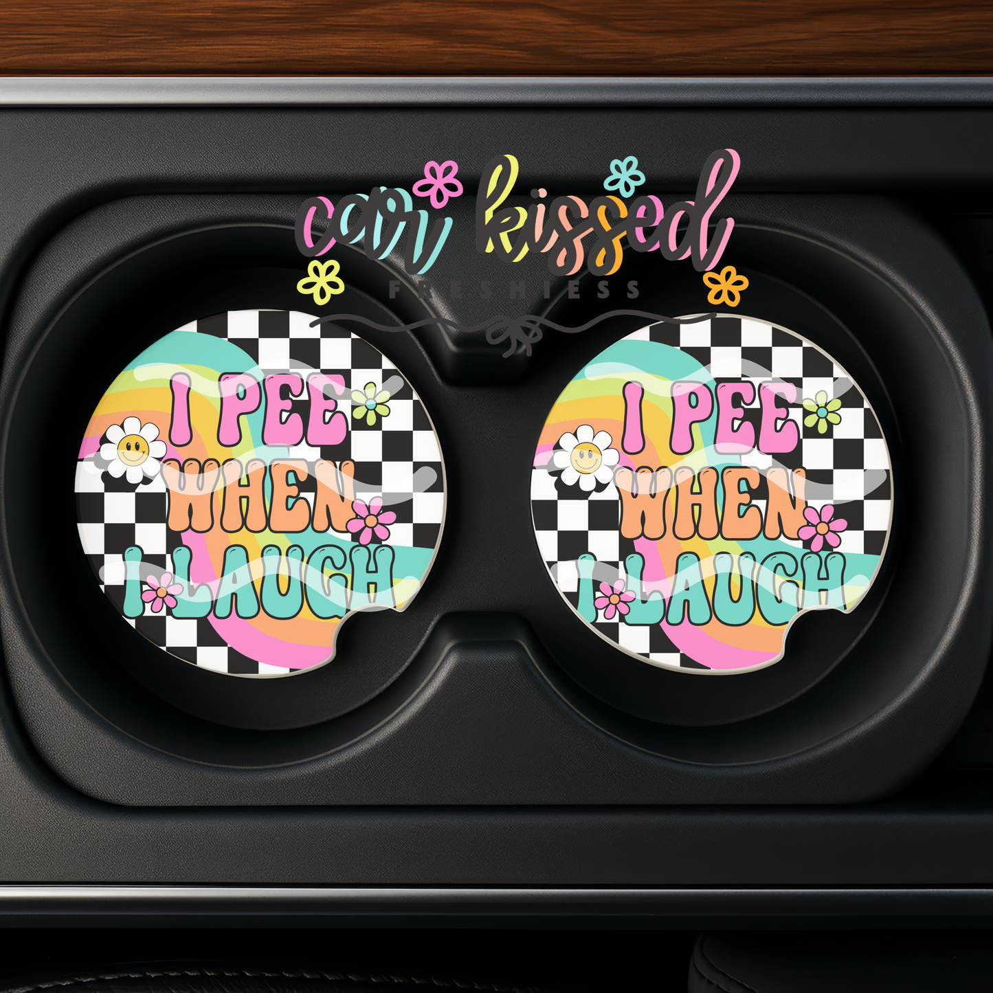 I Pee When I Laugh Car Coaster Set