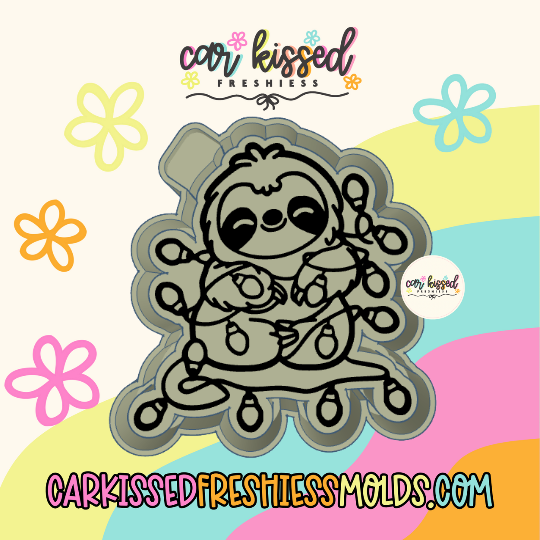 Sloth in Christmas Lights Silicone Mold