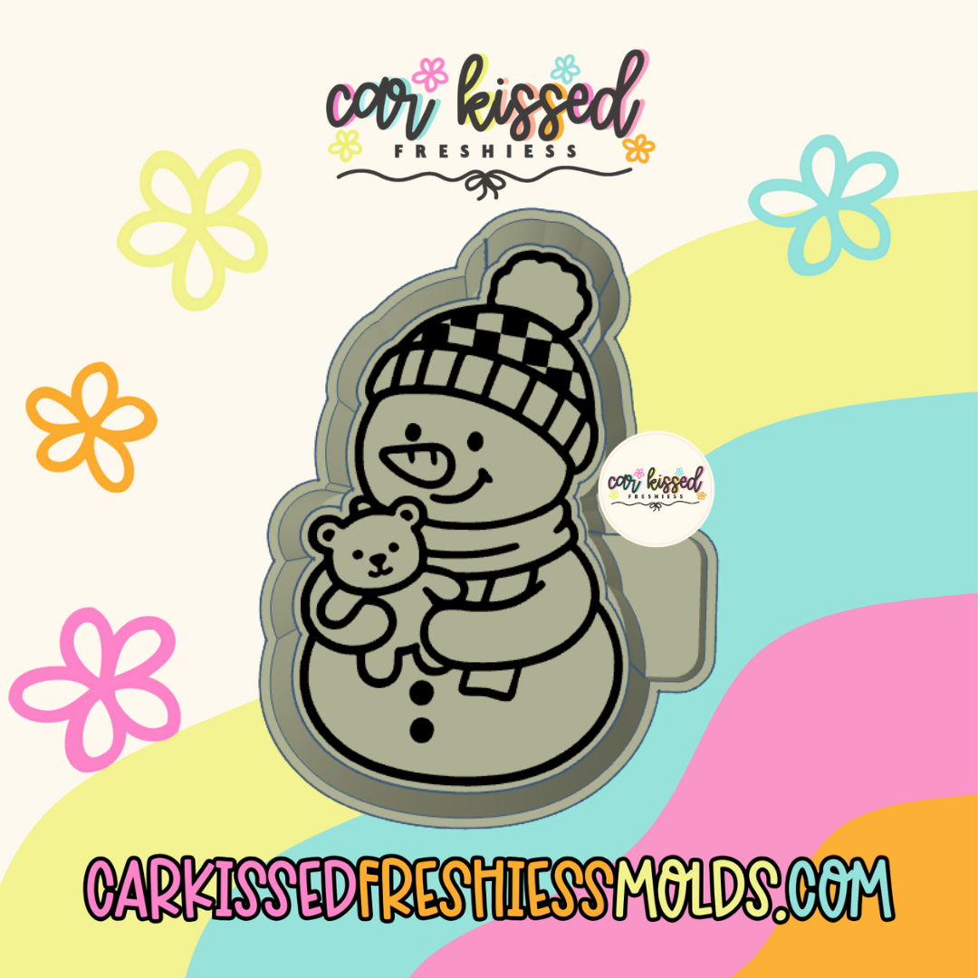 Snowman w Teddy Bear Silicone Mold