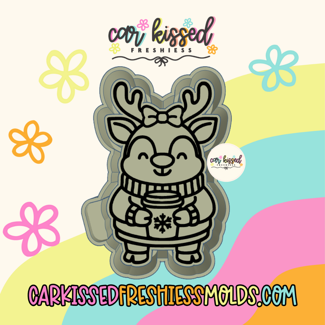 Reindeer Holding Coffee Silicone Mold