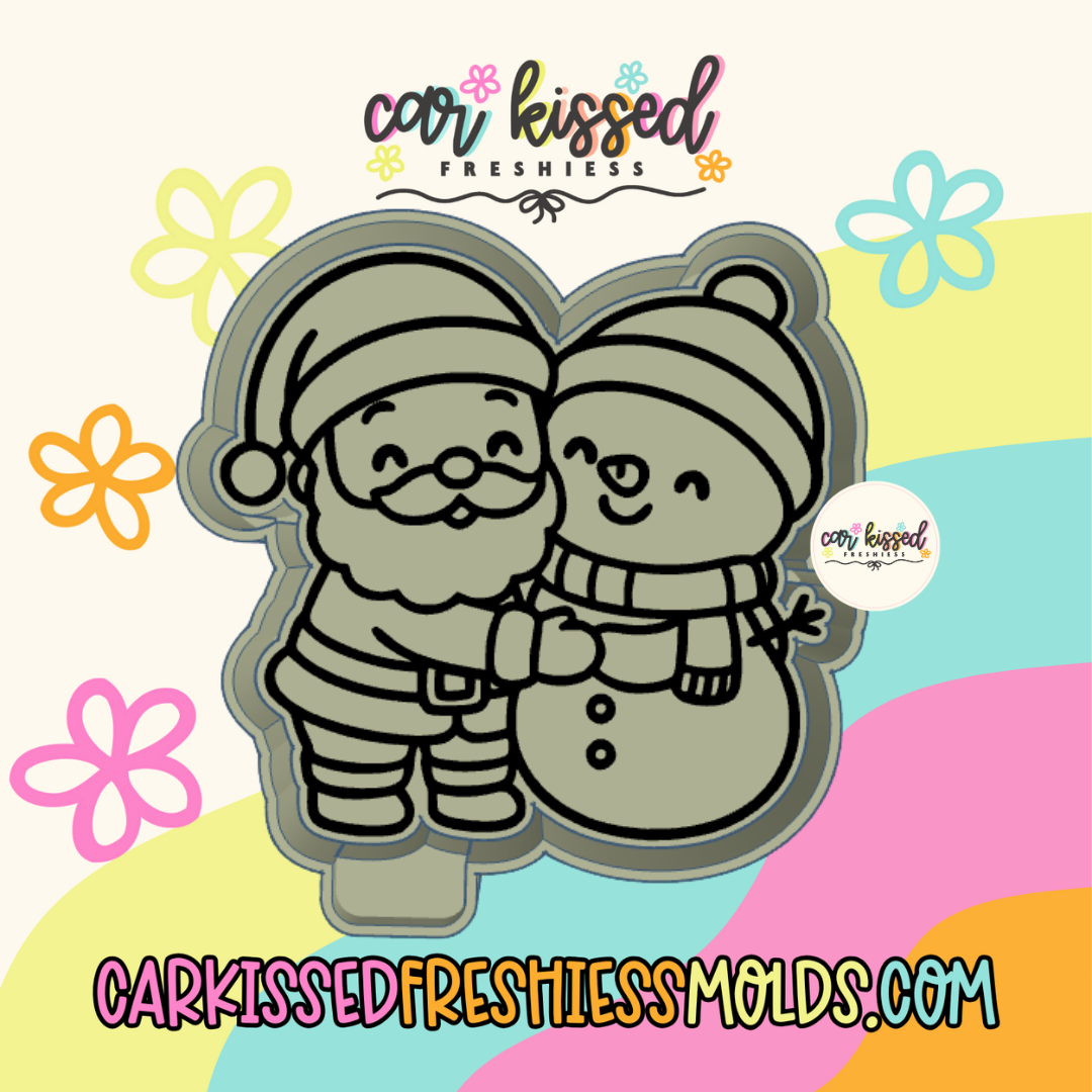 Santa Hugging Snowman Silicone Mold
