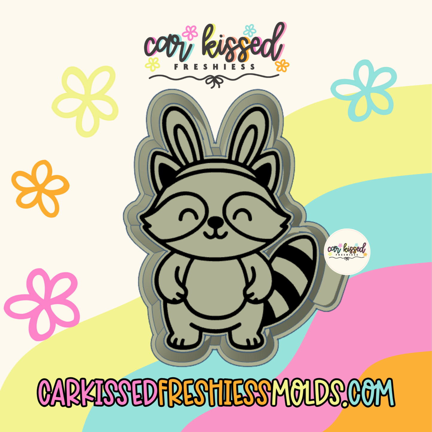 Raccoon In Bunny Ears Silicone Mold