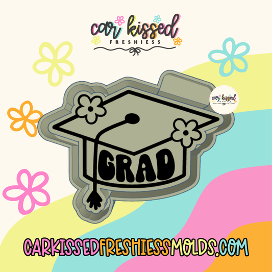 Floral Grad Cap Silicone Mold
