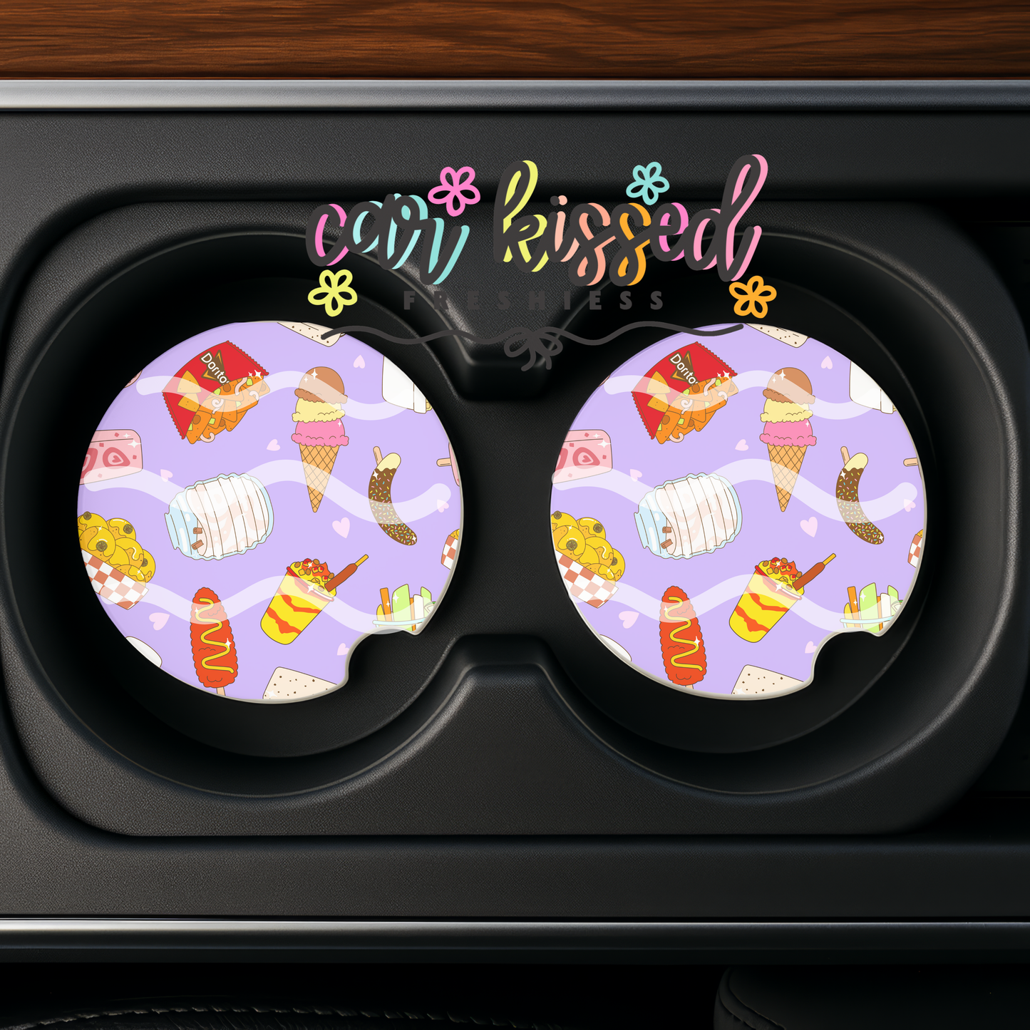 Mexican Snacks Purple Car Coaster Set