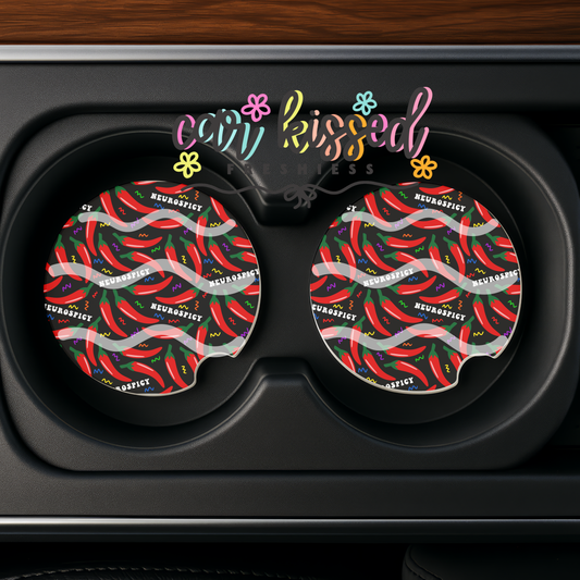 Black Neurospicy Pepper Car Coaster Set