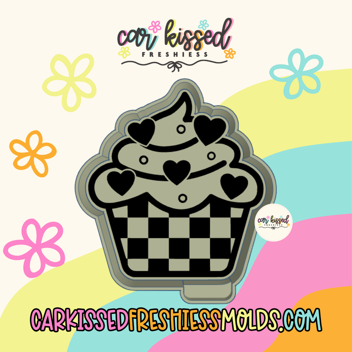 Cupcake w Hearts Silicone Mold