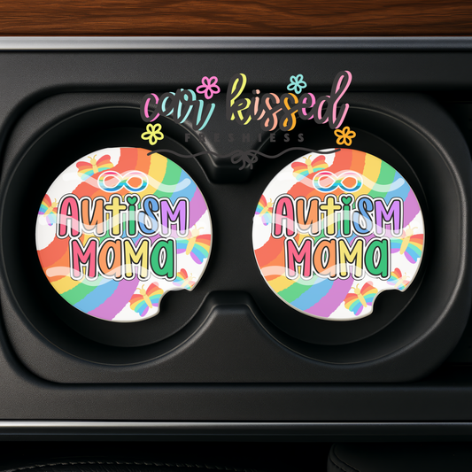 Autism Mom Infinity Butterfly EXCLUSIVE Car Coaster Set