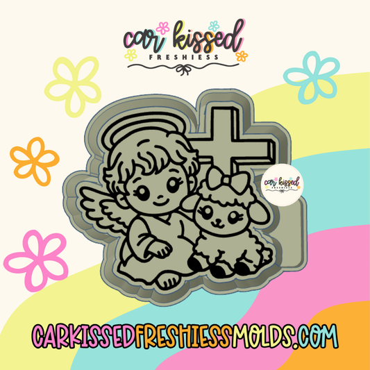 Angel w/ Cross and Lamb Silicone Mold