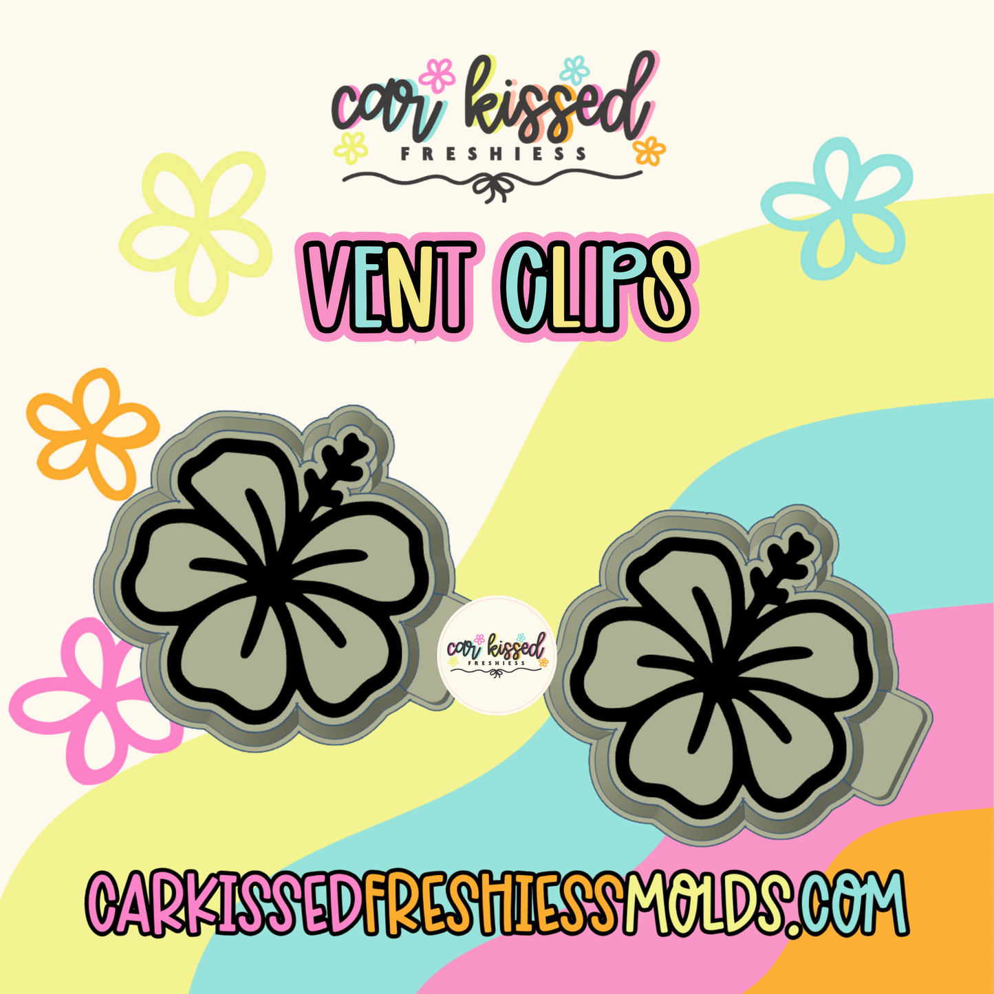 Hibiscus Flower Vent Clips Set Of Two Silicone Mold