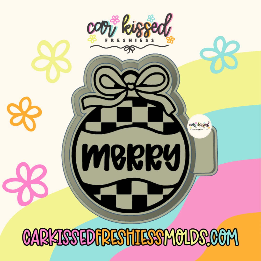 Merry Checkered Ornament Silicone Mold
