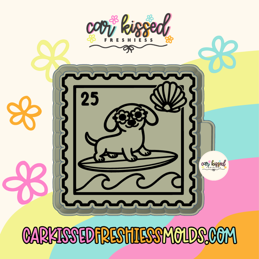 Wiener Dog Surfing Stamp Silicone Mold