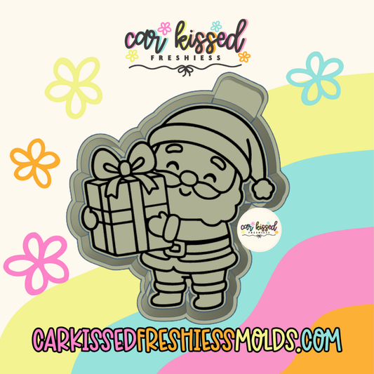 Santa w Present Silicone Mold