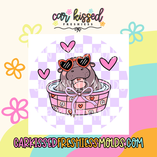 Valentines Hippo Round Cardstock