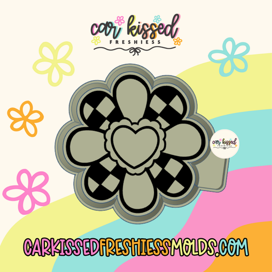 Heart Checkered Flower Silicone Mold