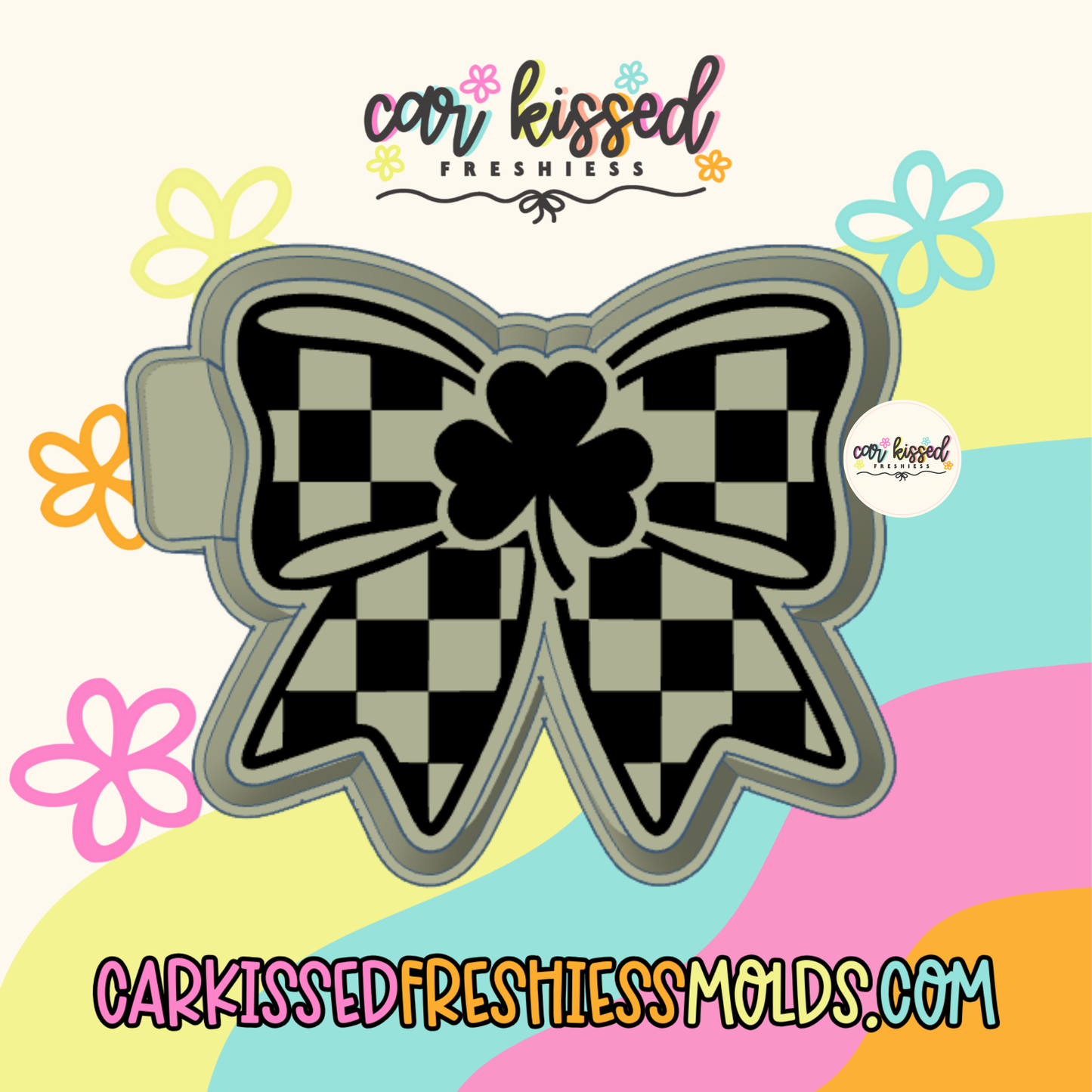 St Patty Checkered Bow Silicone Mold