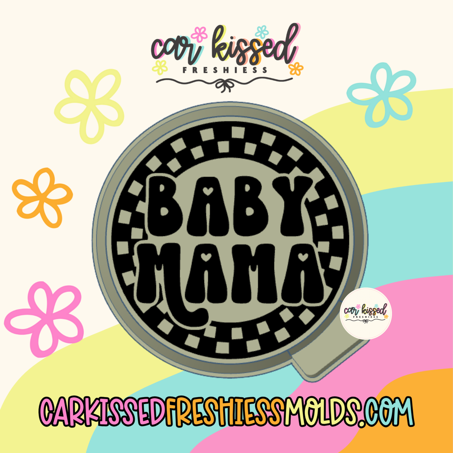 Baby Mama Checkered Round Silicone Mold