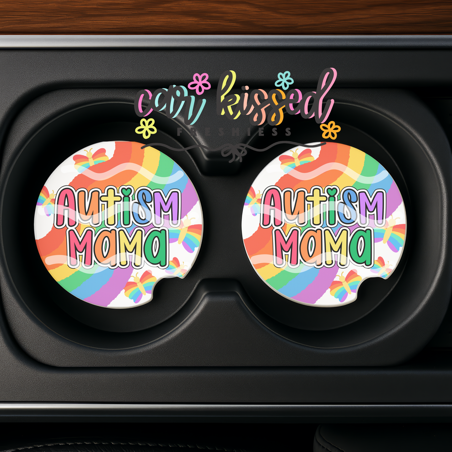 Autism Mom Butterfly EXCLUSIVE Car Coaster Set